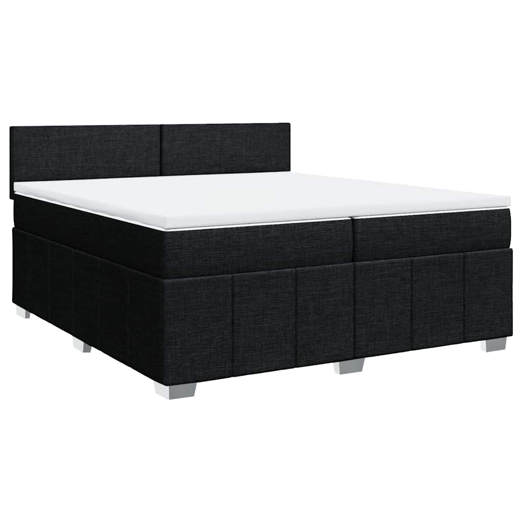 Box Spring Postel S Matrací Černá 200X200 Cm Textil