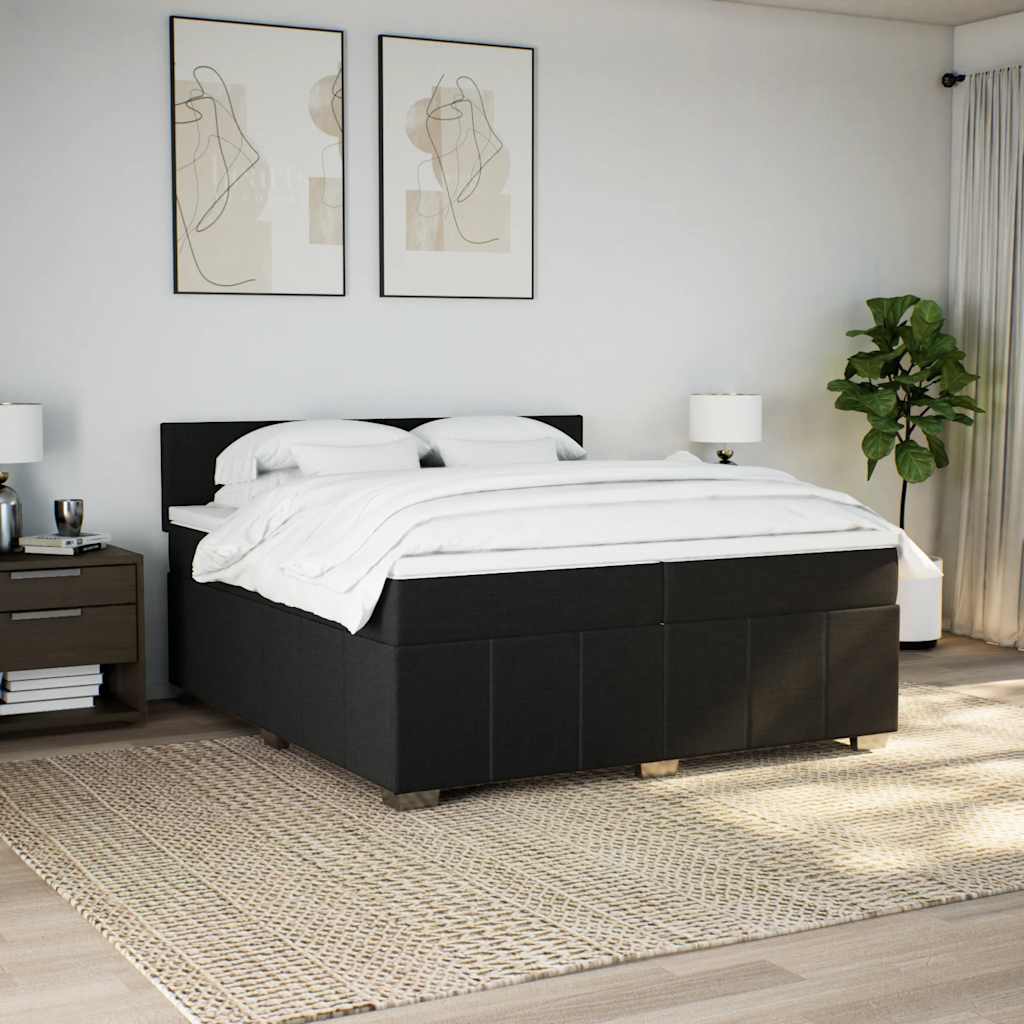 Box Spring Postel S Matrací Černá 200X200 Cm Textil