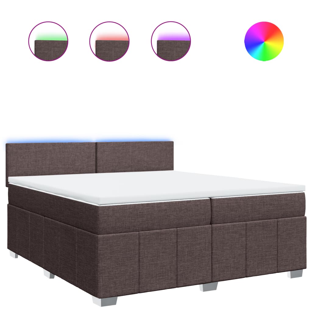 Box Spring Postel S Matrací Tmavě Hnědá 200X200 Cm Textil