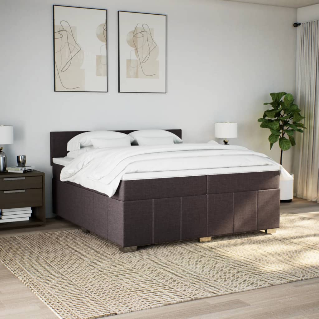 Box Spring Postel S Matrací Tmavě Hnědá 200X200 Cm Textil