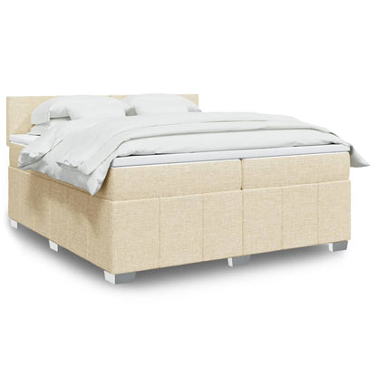 Box Spring Postel S Matrací Textil Krémová