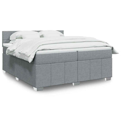 Box Spring Postel S Matrací Textil Světle Šedá