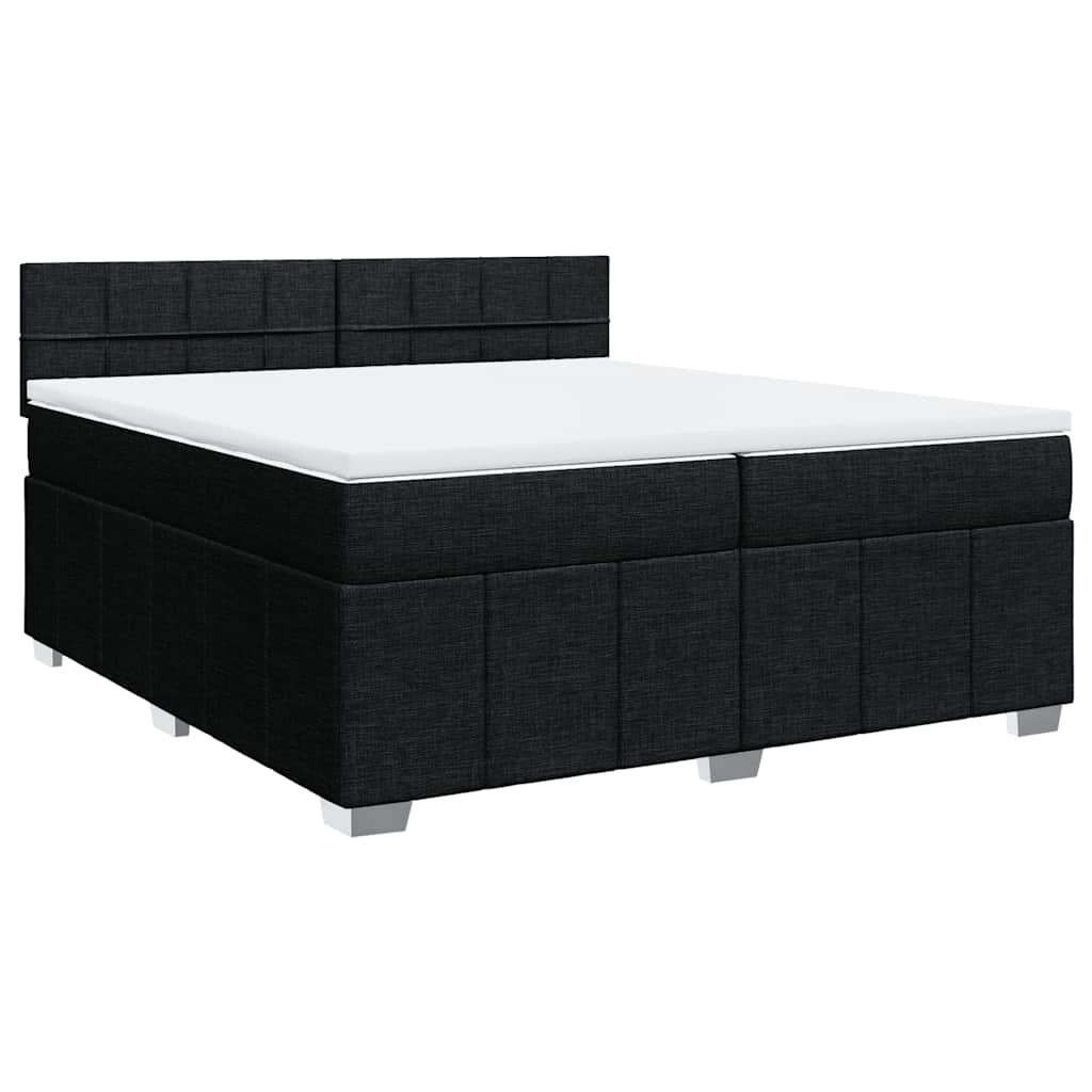 Box Spring Postel S Matrací Černá 200X200 Cm Textil