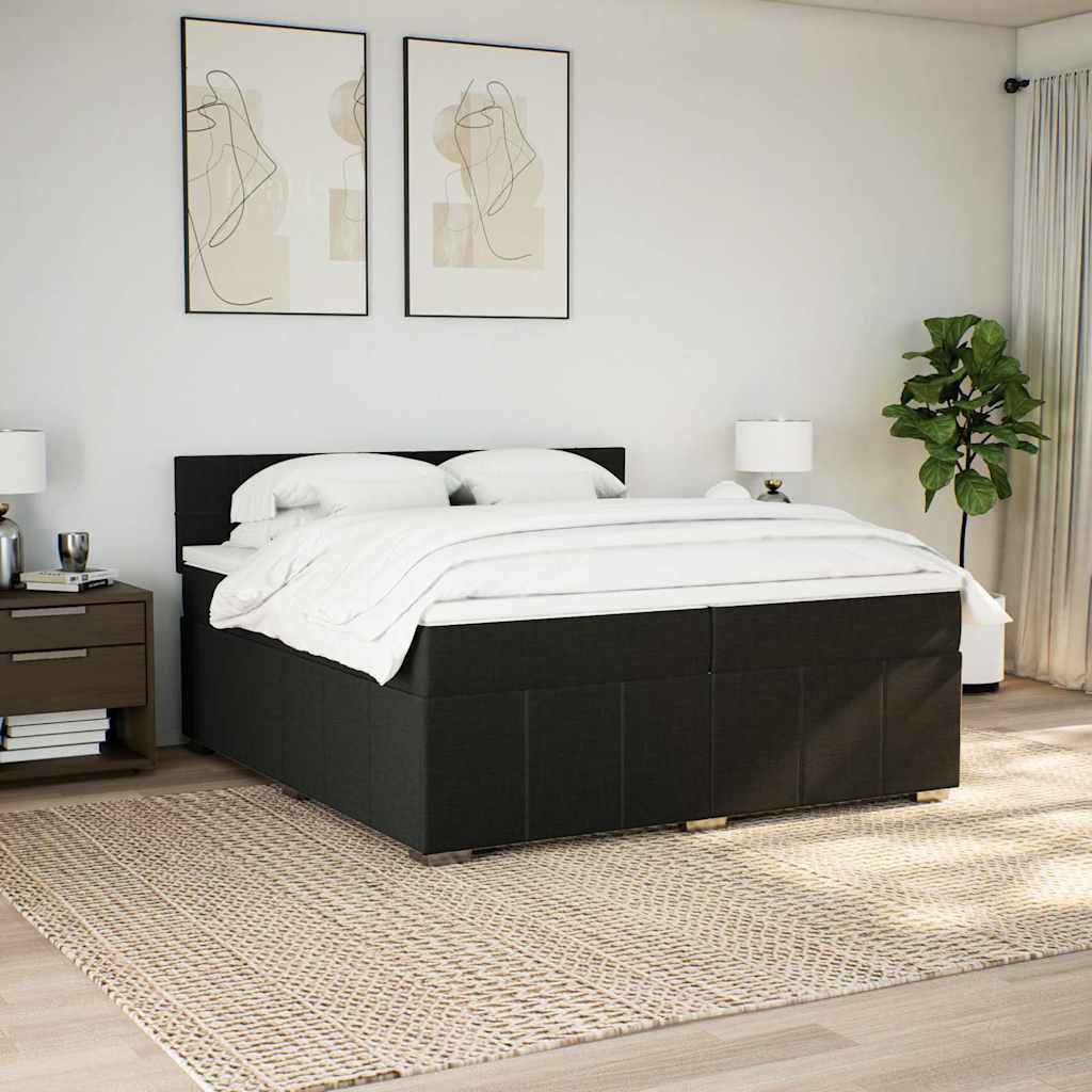 Box Spring Postel S Matrací Černá 200X200 Cm Textil