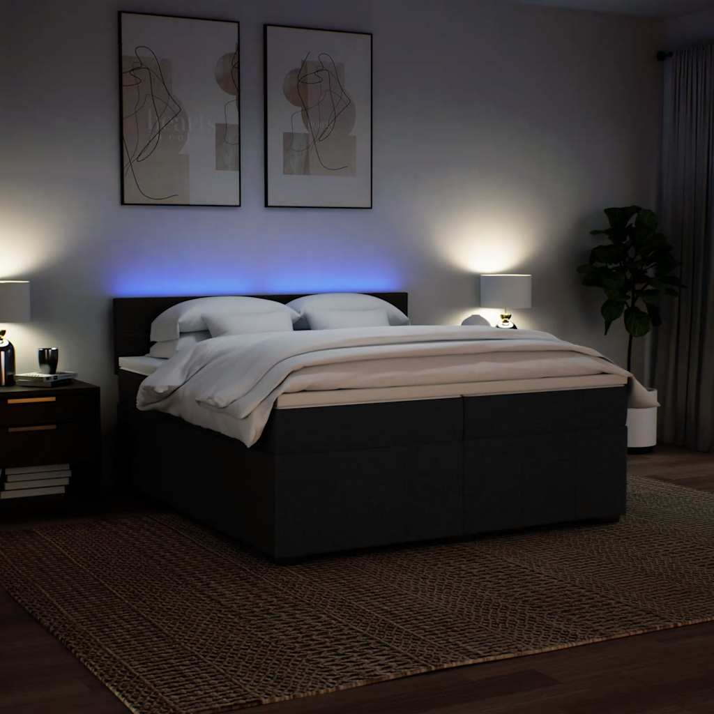 Box Spring Postel S Matrací Černá 200X200 Cm Textil