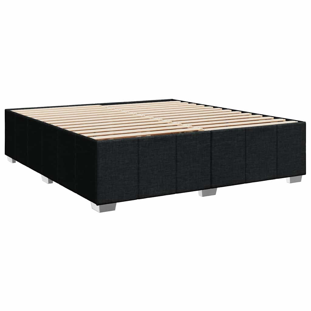 Box Spring Postel S Matrací Černá 200X200 Cm Textil