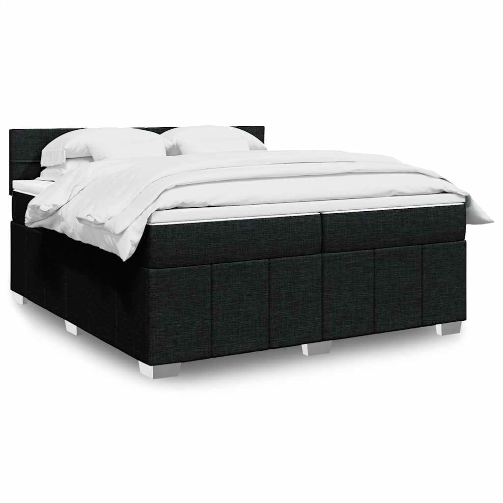Box Spring Postel S Matrací Černá 200X200 Cm Textil