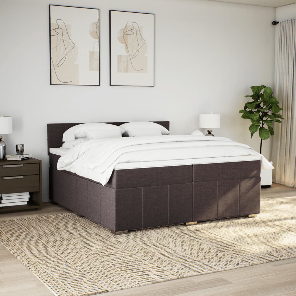 Box Spring Postel S Matrací Tmavě Hnědá 200X200 Cm Textil