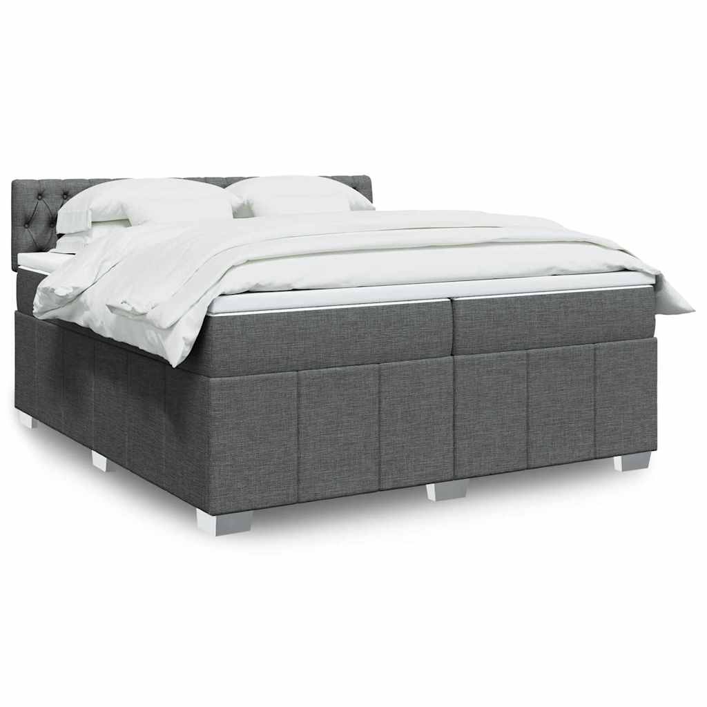 Box Spring Postel S Matrací Textil Tmavě Šedá
