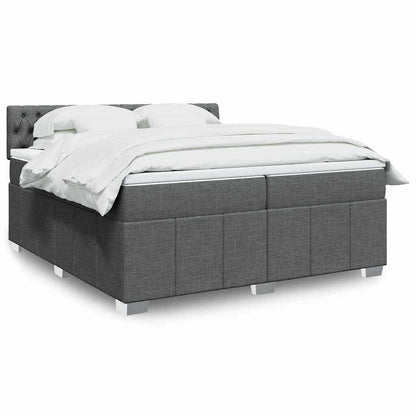 Box Spring Postel S Matrací Textil Tmavě Šedá