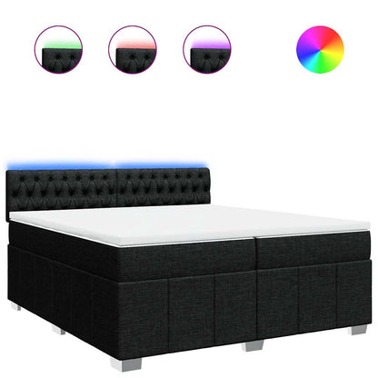 Box Spring Postel S Matrací Černá 200X200 Cm Textil