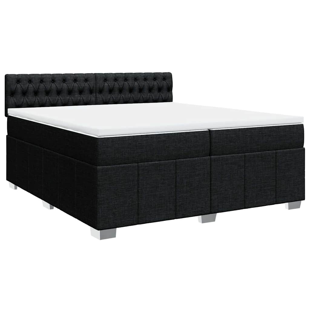 Box Spring Postel S Matrací Černá 200X200 Cm Textil