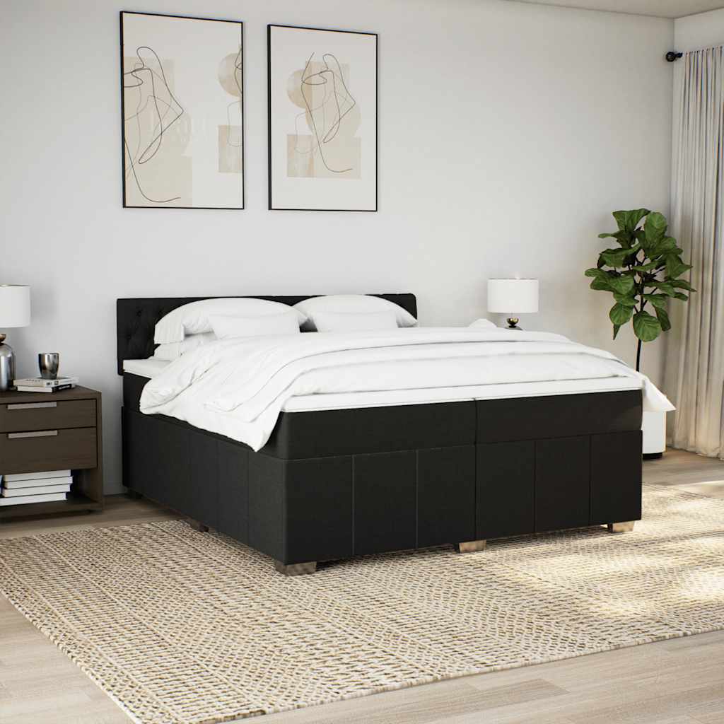 Box Spring Postel S Matrací Černá 200X200 Cm Textil