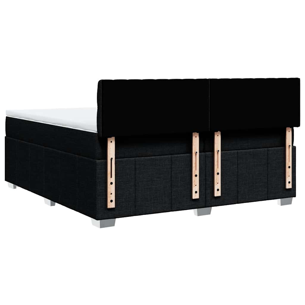 Box Spring Postel S Matrací Černá 200X200 Cm Textil