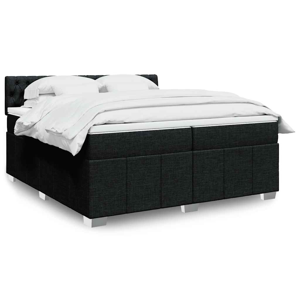 Box Spring Postel S Matrací Černá 200X200 Cm Textil