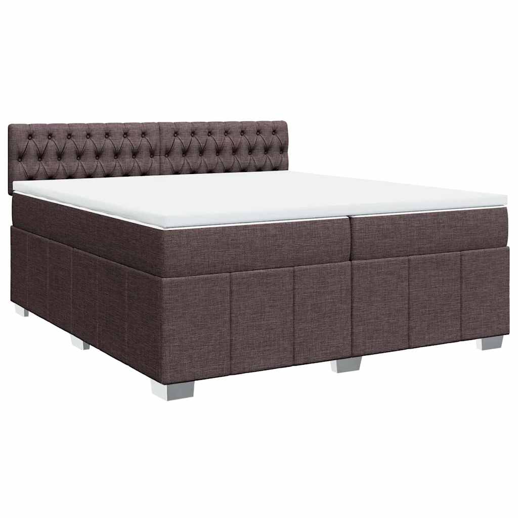 Box Spring Postel S Matrací Tmavě Hnědá 200X200 Cm Textil