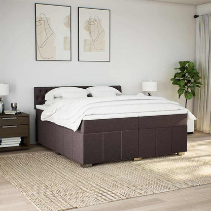 Box Spring Postel S Matrací Tmavě Hnědá 200X200 Cm Textil