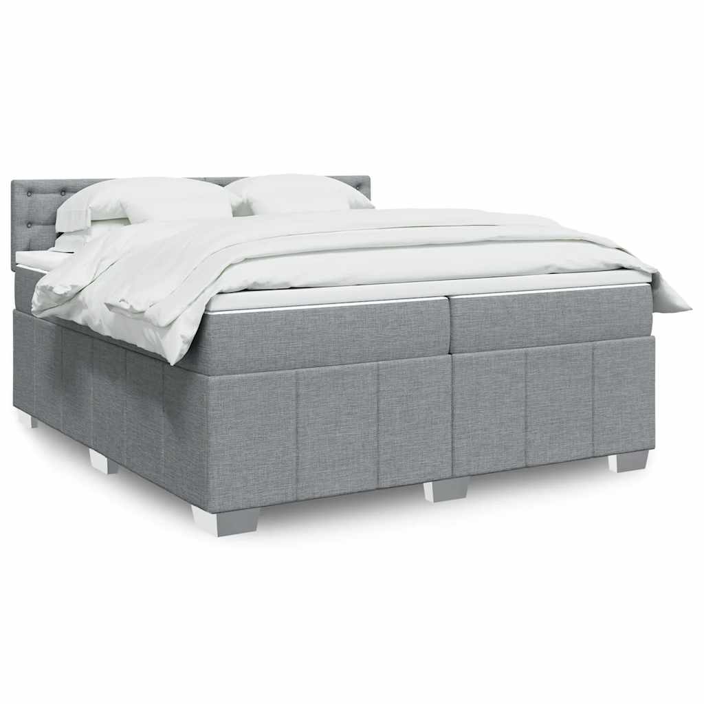 Box Spring Postel S Matrací Textil Světle Šedá
