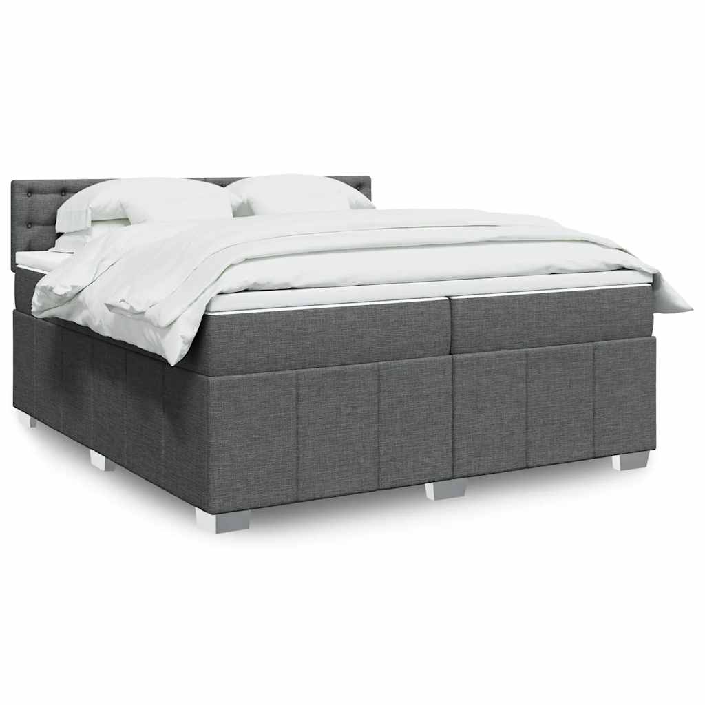 Box Spring Postel S Matrací Textil Tmavě Šedá
