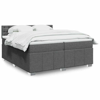 Box Spring Postel S Matrací Textil Tmavě Šedá