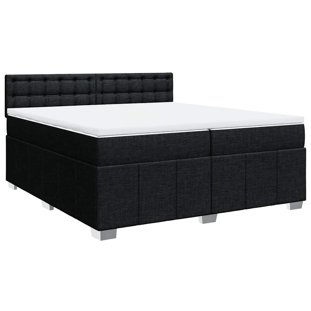 Box Spring Postel S Matrací Černá 200X200 Cm Textil