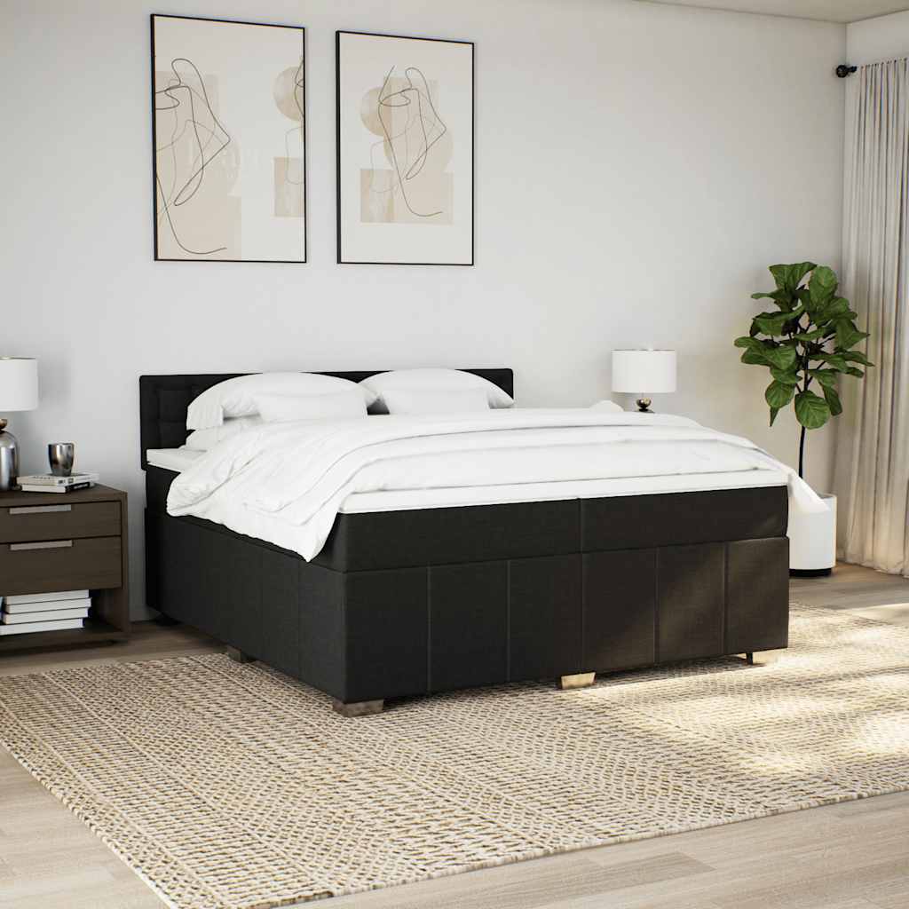 Box Spring Postel S Matrací Černá 200X200 Cm Textil