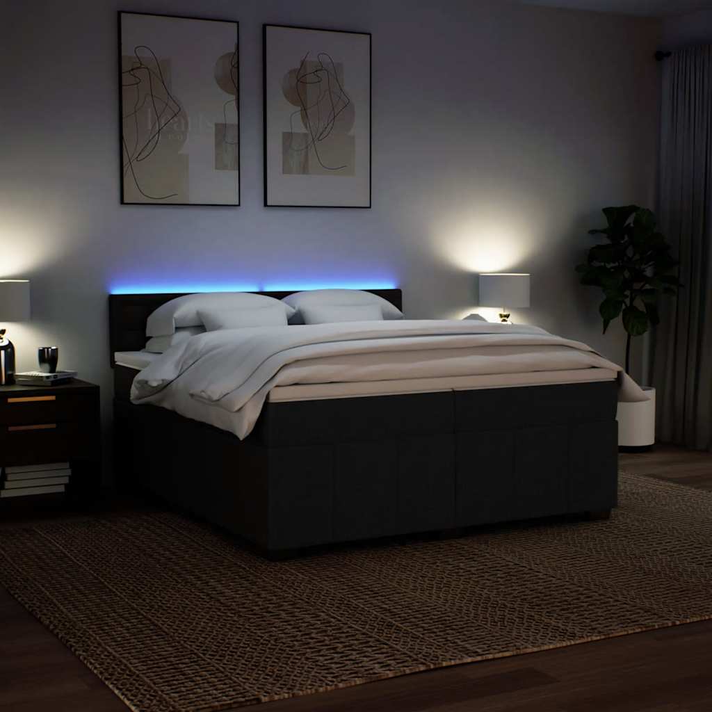 Box Spring Postel S Matrací Černá 200X200 Cm Textil