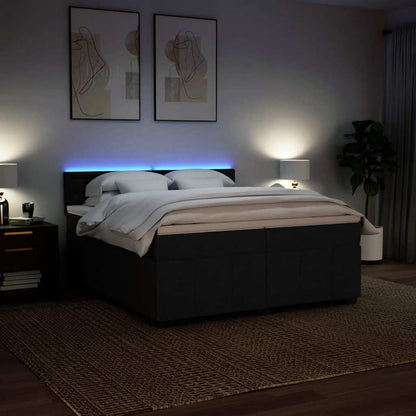 Box Spring Postel S Matrací Černá 200X200 Cm Textil