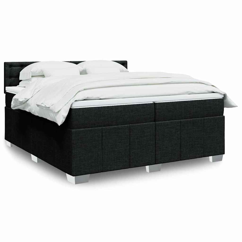 Box Spring Postel S Matrací Černá 200X200 Cm Textil