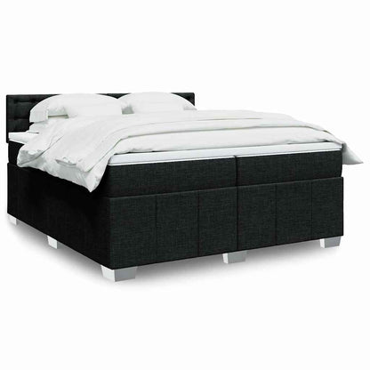 Box Spring Postel S Matrací Černá 200X200 Cm Textil