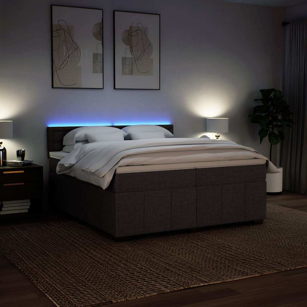 Box Spring Postel S Matrací Tmavě Hnědá 200X200 Cm Textil