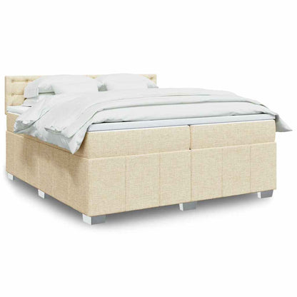 Box Spring Postel S Matrací Textil Krémová