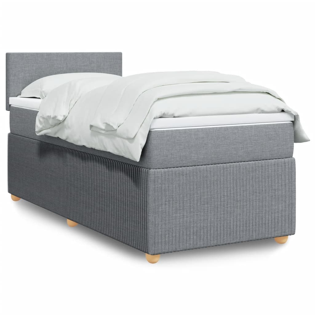 Box Spring Postel S Matrací Textil Světle Šedá