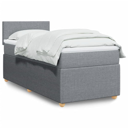 Box Spring Postel S Matrací Textil Světle Šedá