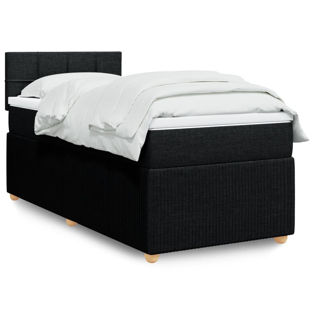 Box Spring Postel S Matrací Černá Textil Černá