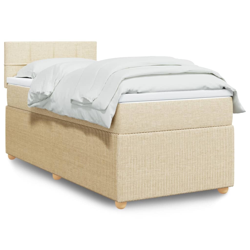 Box Spring Postel S Matrací Textil Krémová