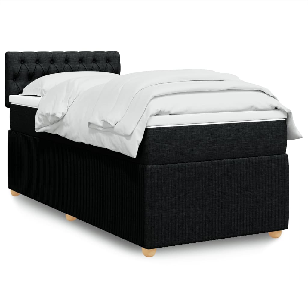 Box Spring Postel S Matrací Černá Textil Černá