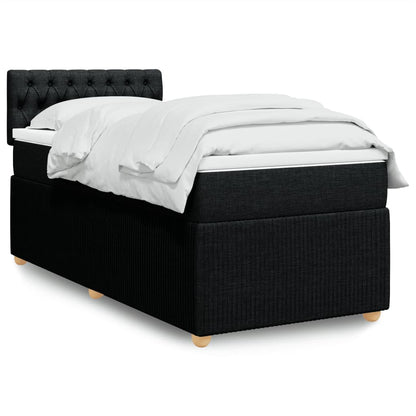 Box Spring Postel S Matrací Černá Textil Černá