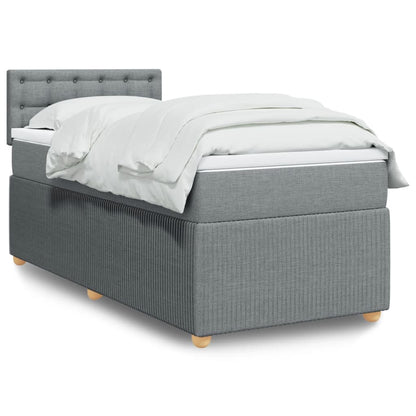 Box Spring Postel S Matrací Textil Světle Šedá