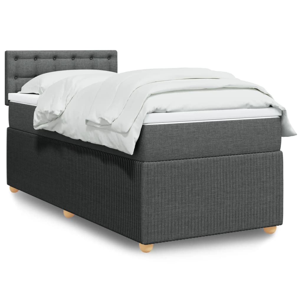 Box Spring Postel S Matrací Textil Tmavě Šedá