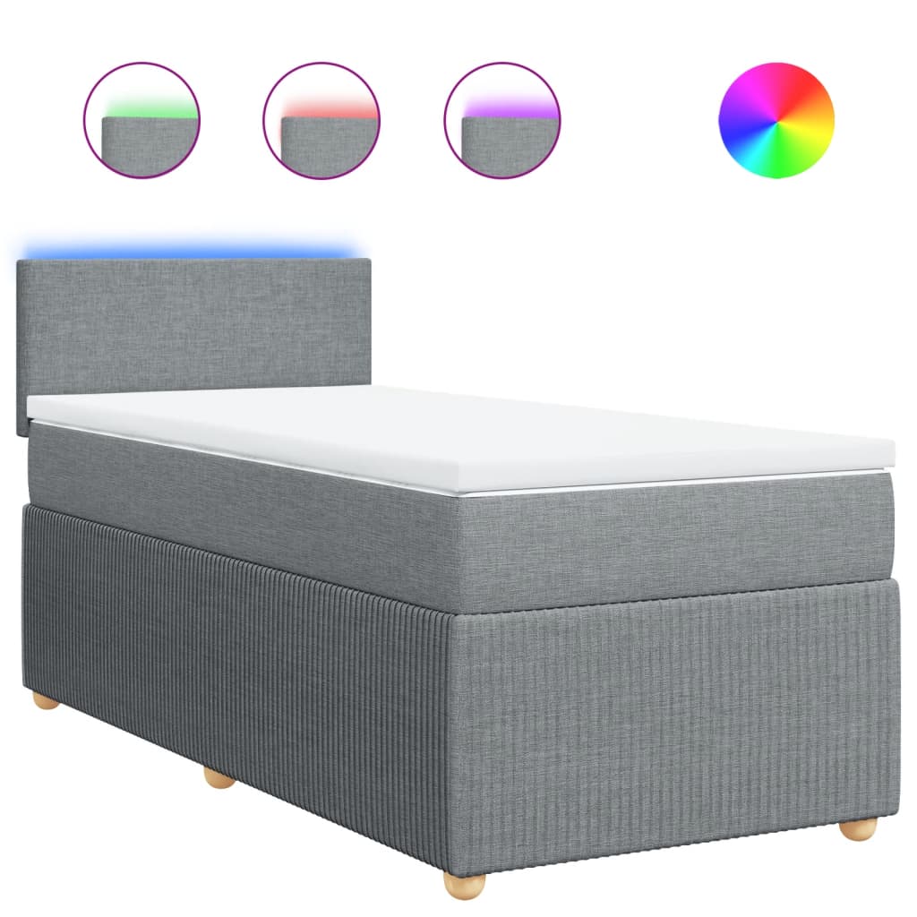 Box Spring Postel S Matrací Textil Světle Šedá