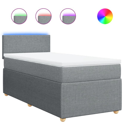Box Spring Postel S Matrací Textil Světle Šedá