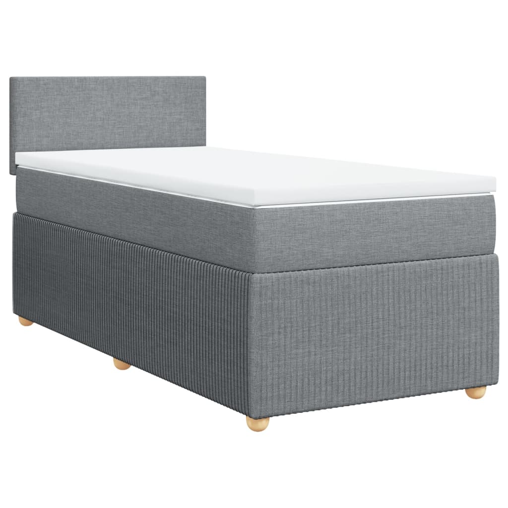 Box Spring Postel S Matrací Textil Světle Šedá