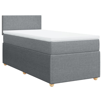 Box Spring Postel S Matrací Textil Světle Šedá