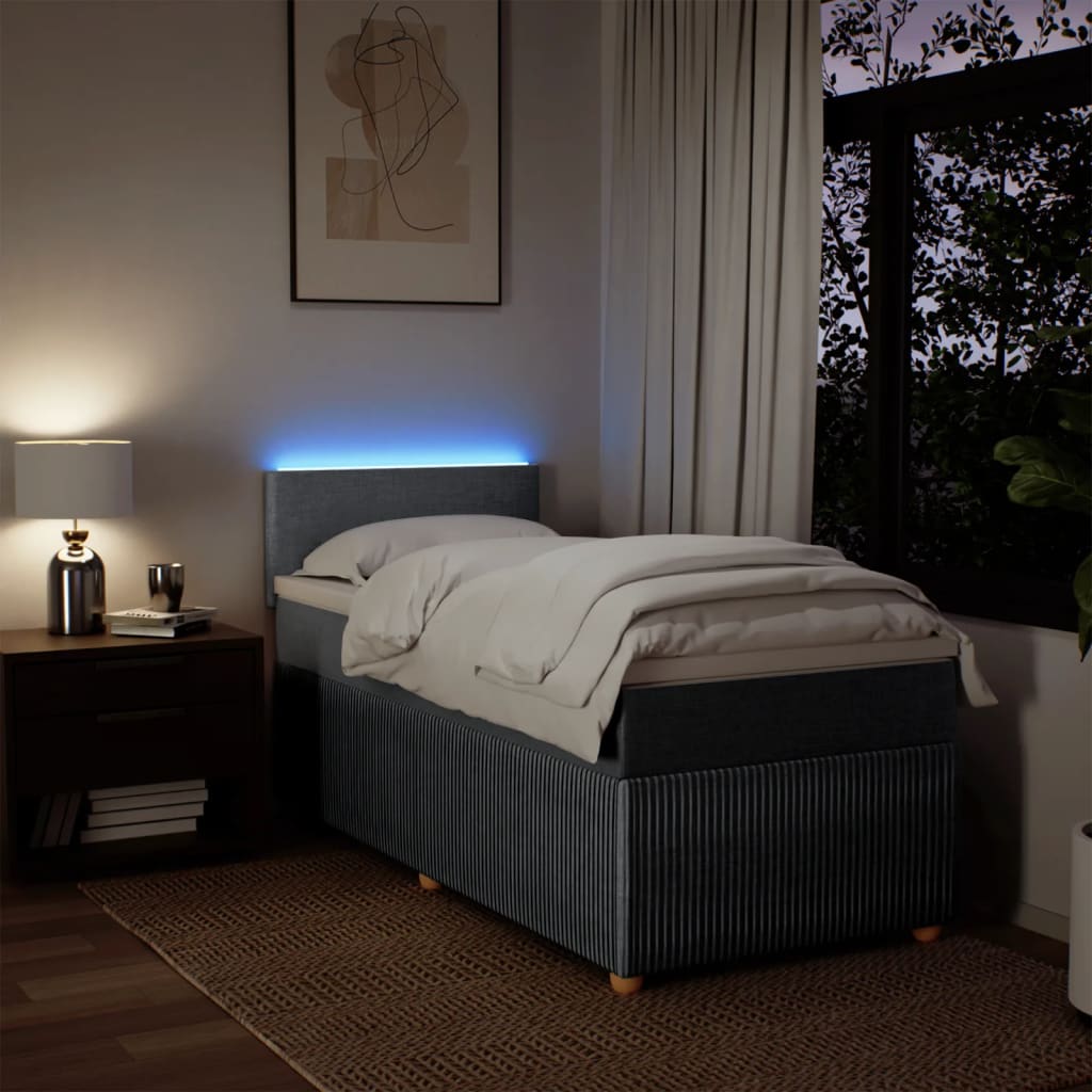 Box Spring Postel S Matrací Textil Světle Šedá