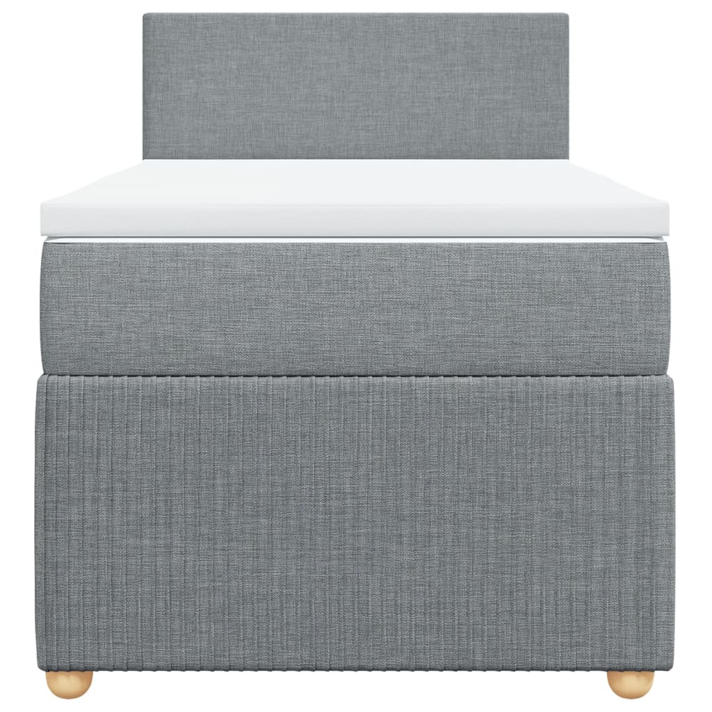 Box Spring Postel S Matrací Textil Světle Šedá