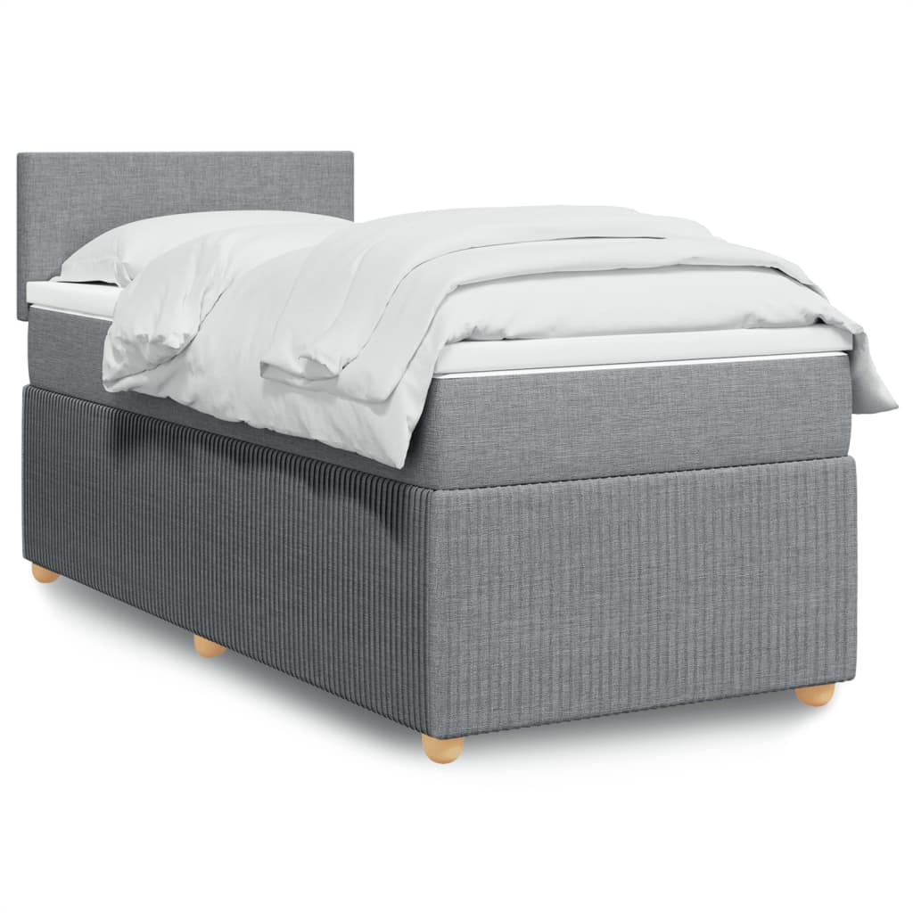 Box Spring Postel S Matrací Textil Světle Šedá