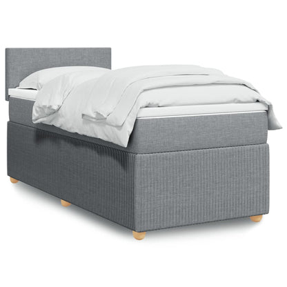 Box Spring Postel S Matrací Textil Světle Šedá
