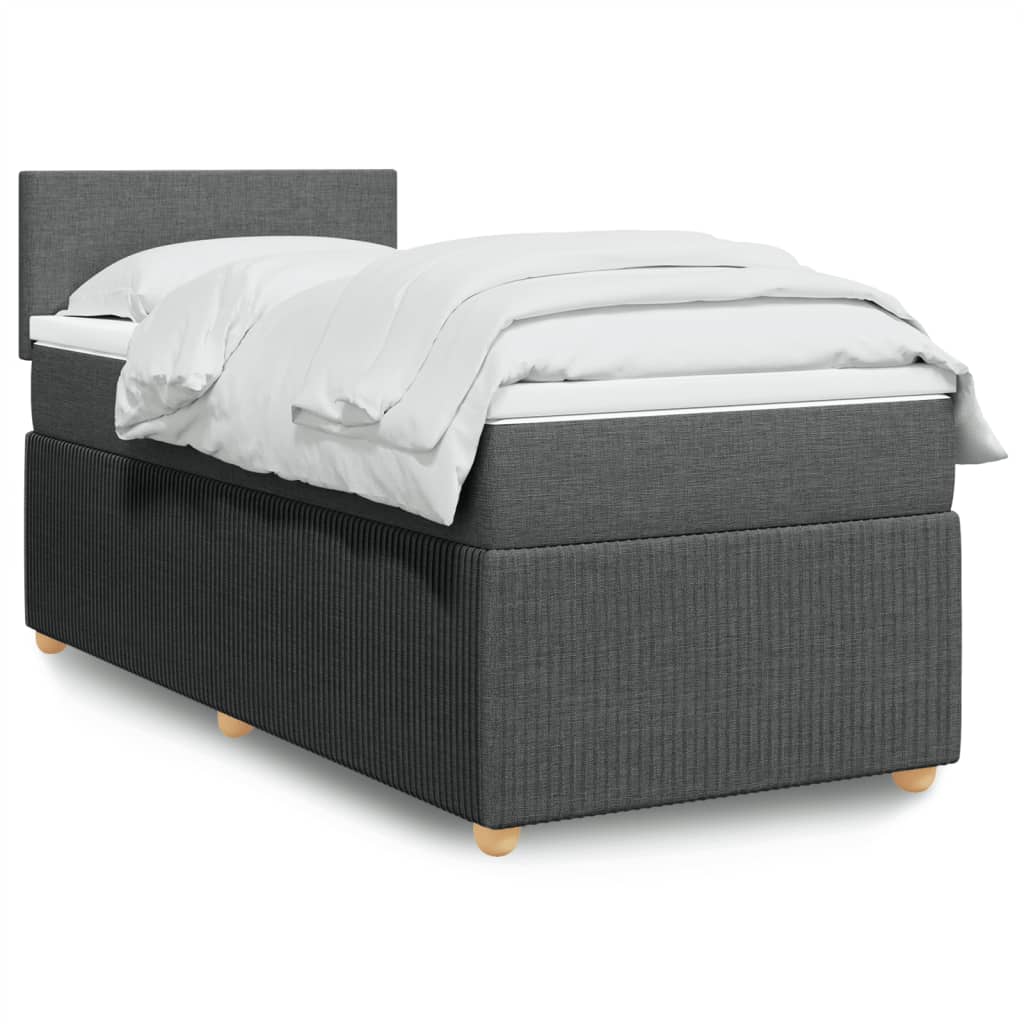 Box Spring Postel S Matrací Textil Tmavě Šedá