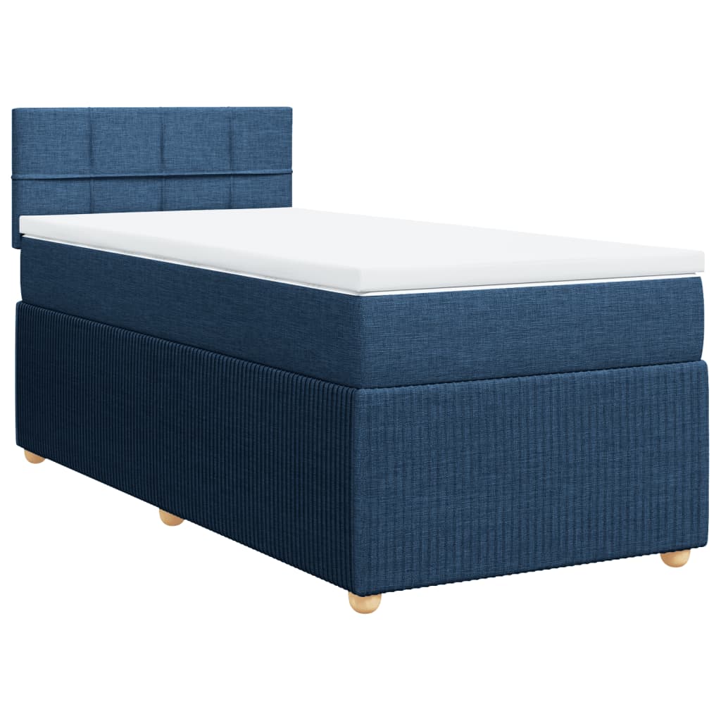 Box Spring Postel S Matrací Textil Modrá